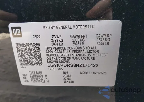 2022 Cadillac Xt6 Premium Luxury z USA, uszkodzony, nr VIN 1GYKPDRS8NZ171432